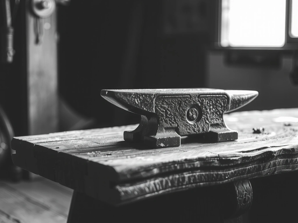 Enclume ancienne sur établi